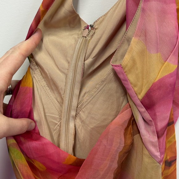 ASOS Satin chiffon maxi dress with large floral print and waterfall neckline 6 - Picture 6 of 9